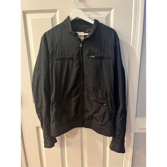 Diesel Mens Black Zip Up Windbreaker Scuba Jacket sz XL NWOT